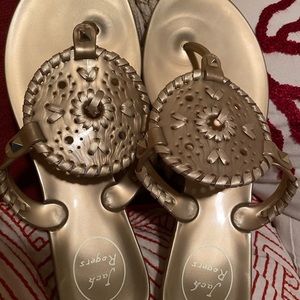 Jack Rogers gold jellies worn once